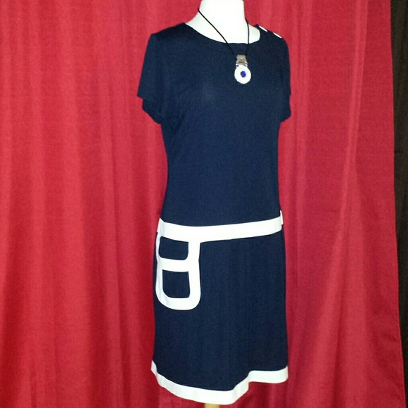 Navy and white dress