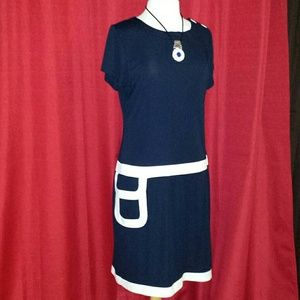 Navy and white dress