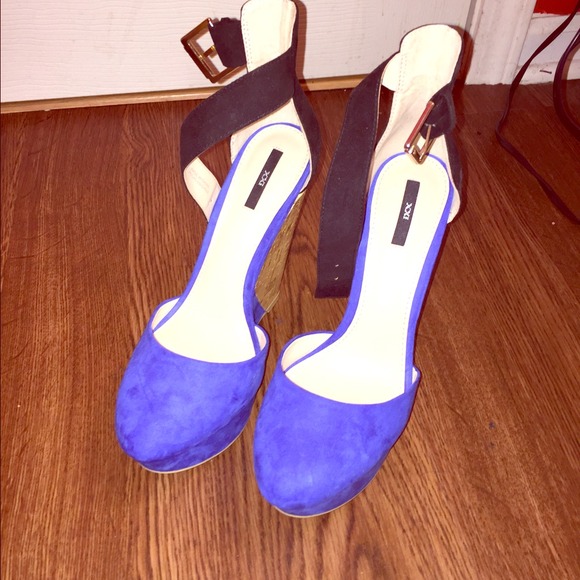 Forever 21 Royal blue suede tip wedges