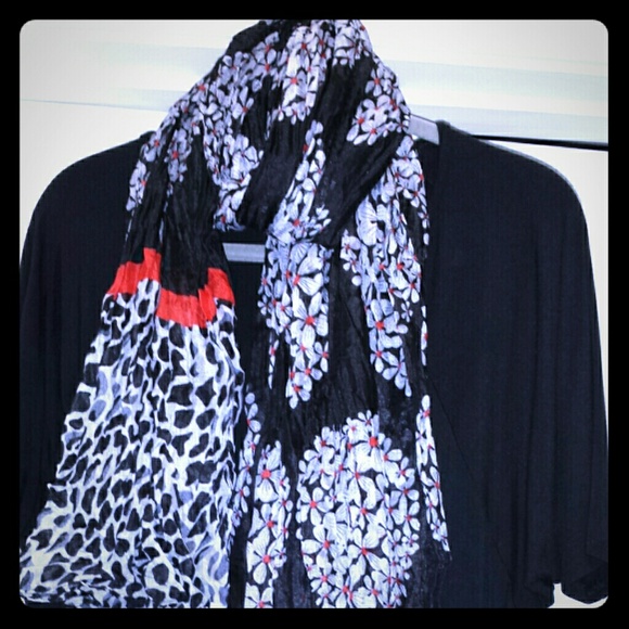 Red white and black scarf