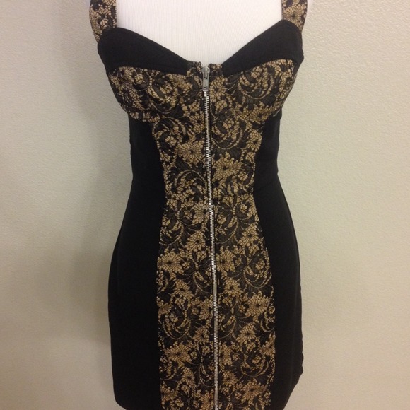 Dresses & Skirts - Black Dress with Tan Lace