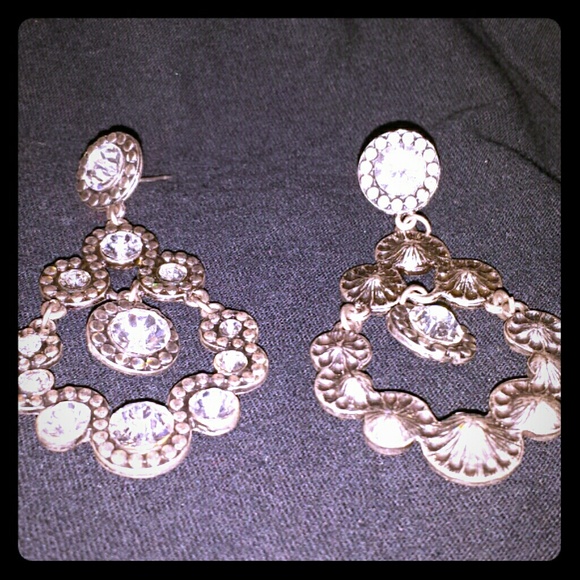 Crystal and silvertone chandelier earrings