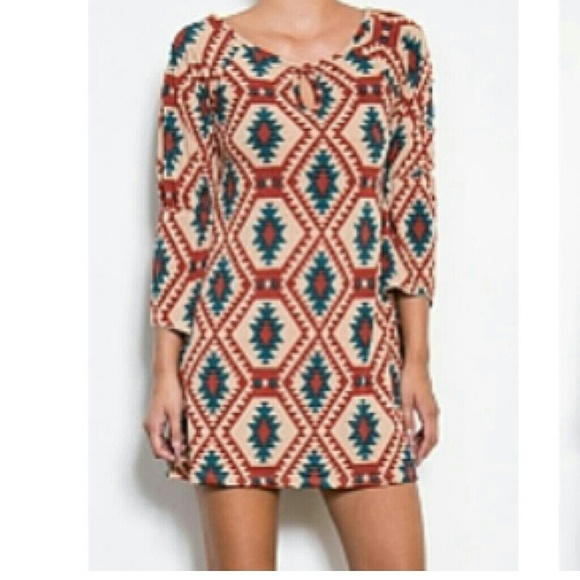 Aztec Bell Sleeve Dress
