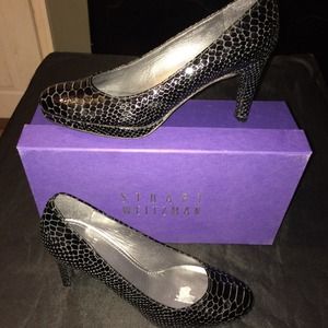 Stewart Weitzman black snakeskin pumps