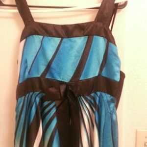 Blue black and white striped dress