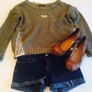 Ballet Flats - Chestnut, Gold Studded