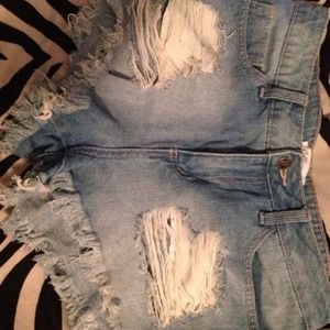 Light wash high waisted shorts