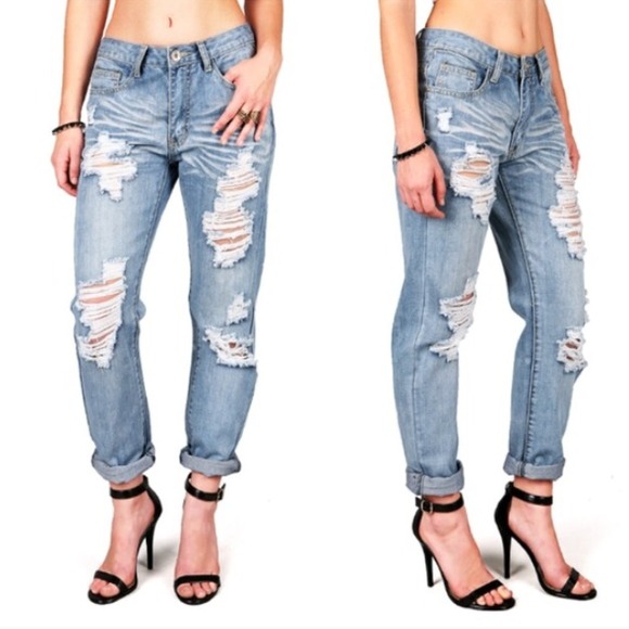 Denim - Shredded Boyfriend Jeans