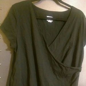 Black faux wrap shirt