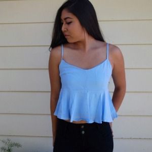 light blue peplum crop