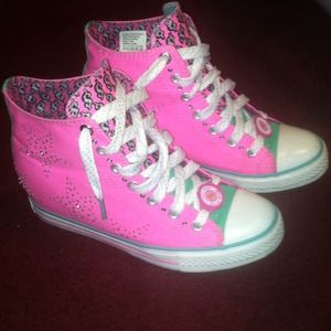 Edgy studded wedge & leopard sneaker $15 Bundle