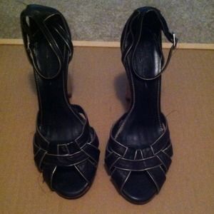 Black Nicole Miller Wedge Sandals