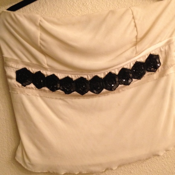 The Limited: Strapless Cream w/ lack Sequined Top