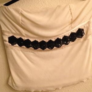 The Limited: Strapless Cream w/ lack Sequined Top