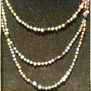 MULTI COLORED EX- LONG BEADED NECKLACE NEW