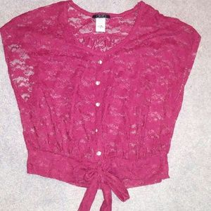 Maroon Lace Top