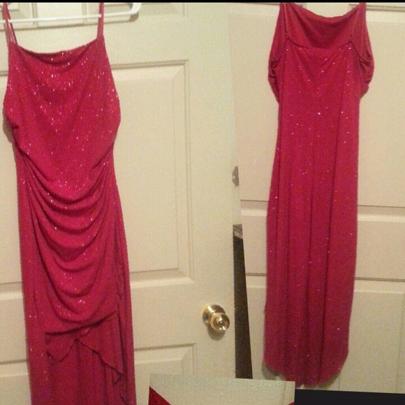 Hilow sparkly red spaghetti strap cocktail dress