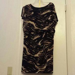 Dress. Brown, black, cream.