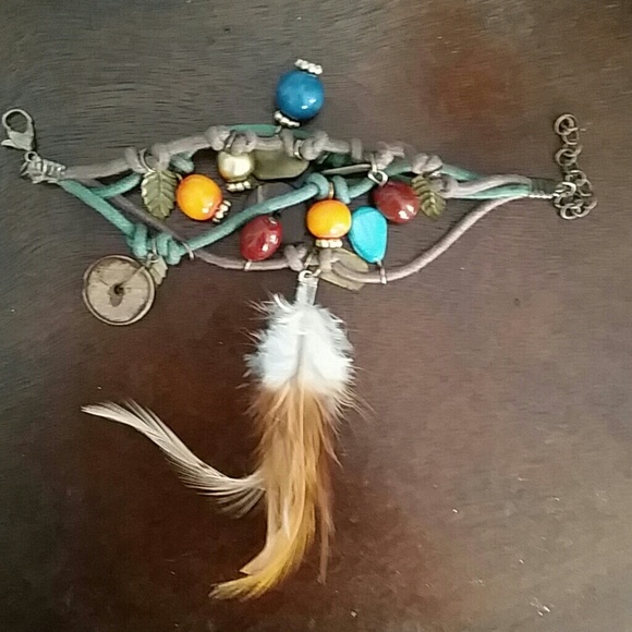 Feather charm bracelet