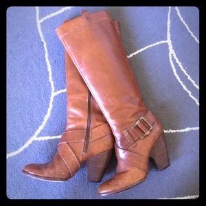 Frye Belted Andrea Boots, Cognac, 7.5 EUC