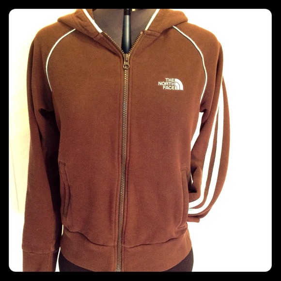 North Face Zip Up Hoodie Brown Small