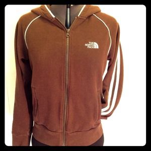 North Face Zip Up Hoodie Brown Small