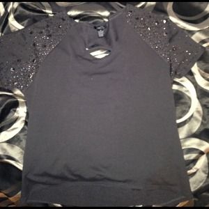 Rue 21 dark grey top with cut out back
