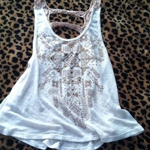 Loose fitting white and blush top