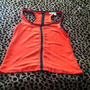 Red and black cut out shirt