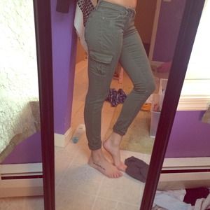 Military style Olive green denim pants