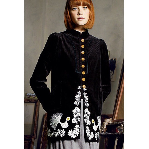 Black embroidered coat