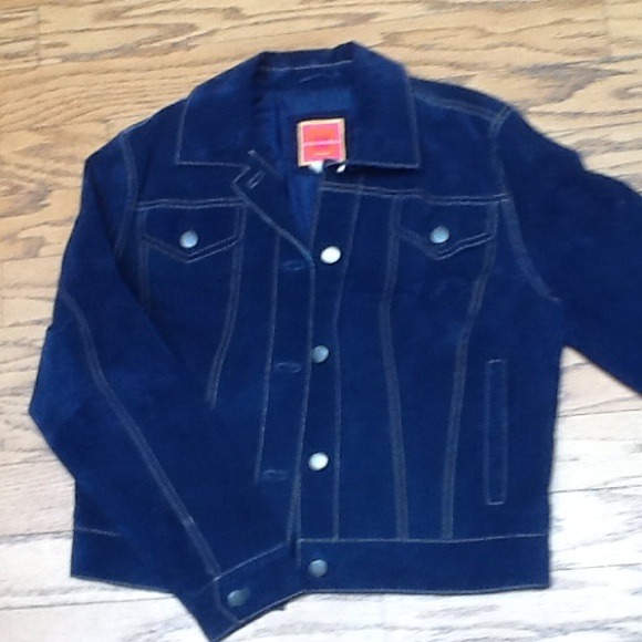 Blue sued end jacket.