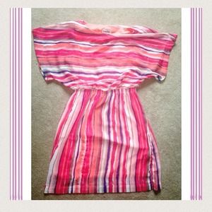 Striped Flutter Sleeve Dress