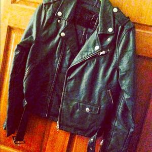 Dark green leather jacket