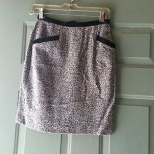 Black boucle worsted wool pencil skirt