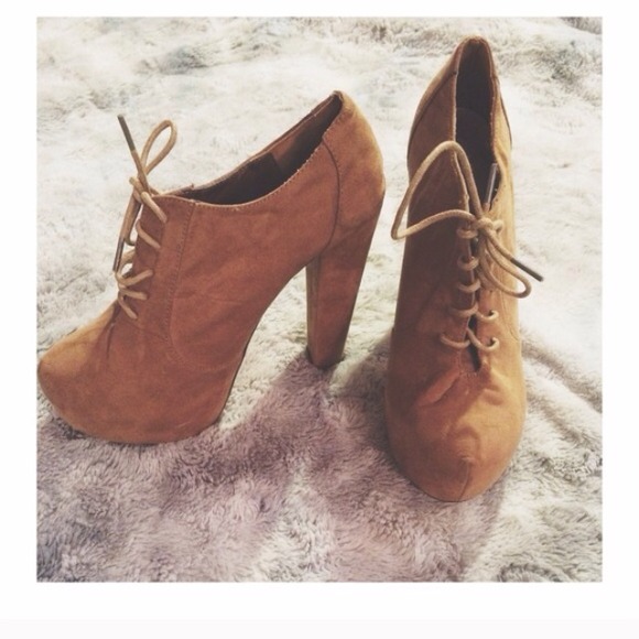 Tan Suede Lace Up Booties