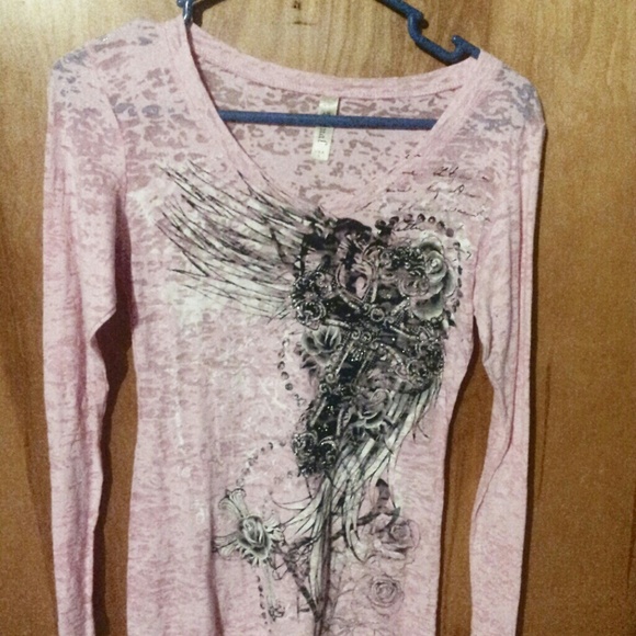 Name brand burnout long sleeve pink shirt!