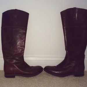 Brown zip up riding boots