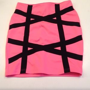 LAST CALL Hot pink w/ black trim skirt
