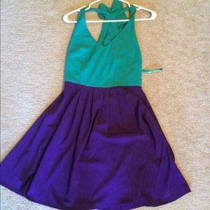 Color block halter dress