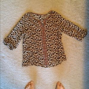 Leopard print top with embroidered detail
