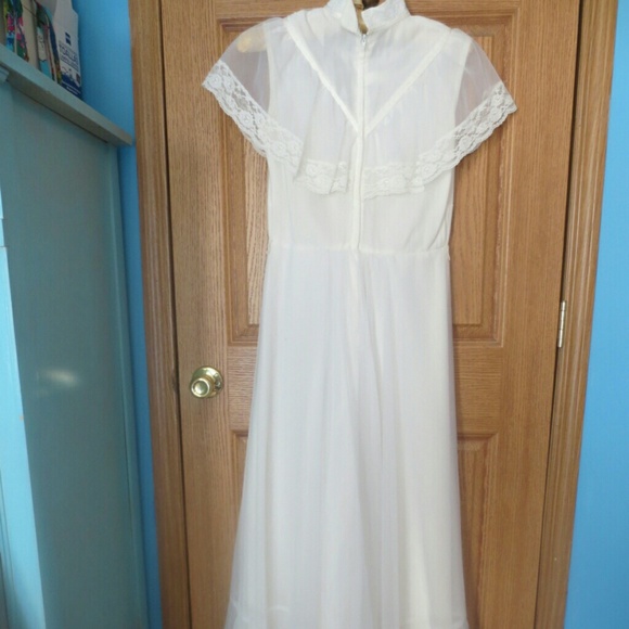 White lace vintage maxi dress 70's boho wedding s - Picture 2 of 4
