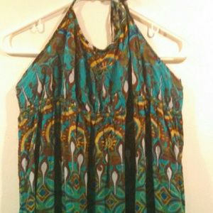 Ankle-length Spaghetti Strap Halter Dress