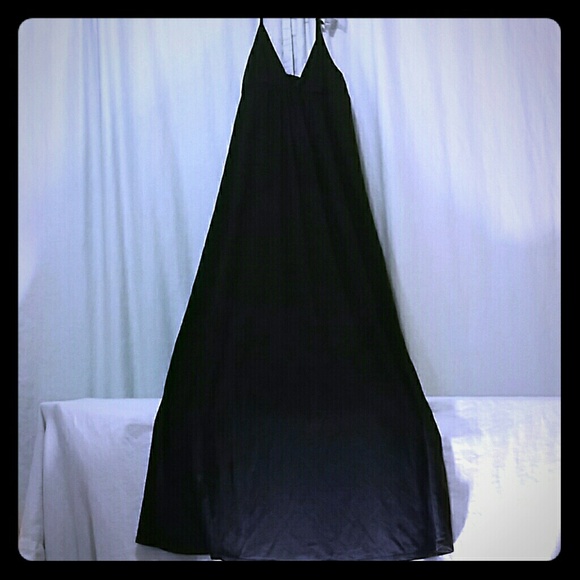 Black long cotton dress