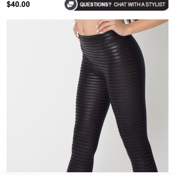 Black on black striped nylon leggings