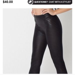 Black on black striped nylon leggings