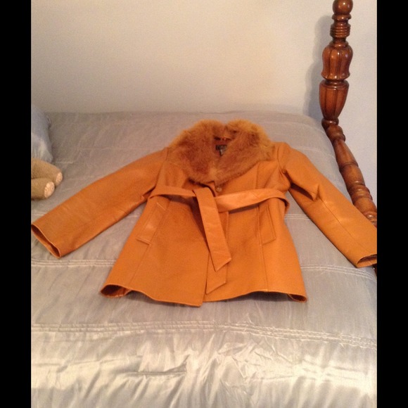 Cognac colored leather coat