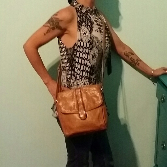 Tan leather purse