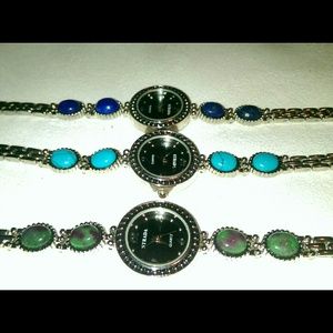 Beautiful Multicolored Stone Watch Bracelet Set