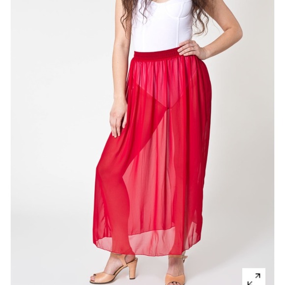 🚫🚫SOLD🚫🚫Red Chiffon single layer full skirt